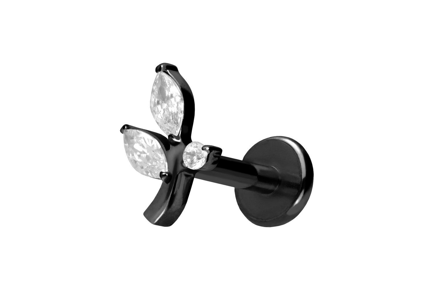 Titan Labret Piercing mit Innengewinde KRISTALLZWEIG